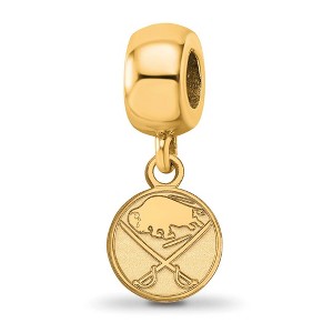 Black Bow Jewelry 14k Yellow Gold Plated Sterling Silver Buffalo Sabres NHL Bead Charm - 1 of 4