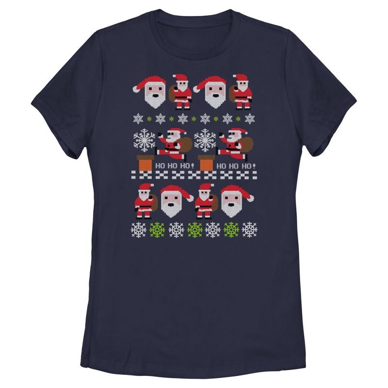 Women's Lost Gods Santa Claus Ugly Christmas Sweater T-Shirt, 1 of 5