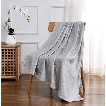 Kate Aurora Ultra Soft & Plush Cable Geometric Designed Embossed Fleece Accent Throw Blanket