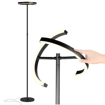 Halo Split Black Adjustable LED Torchiere Floor Lamp