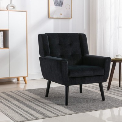 Grungis Accent Chair with Black Legs,Modern Upholstered Armchair with Wood Frame ,Accent Chair for Living Room,Bedroom,Office