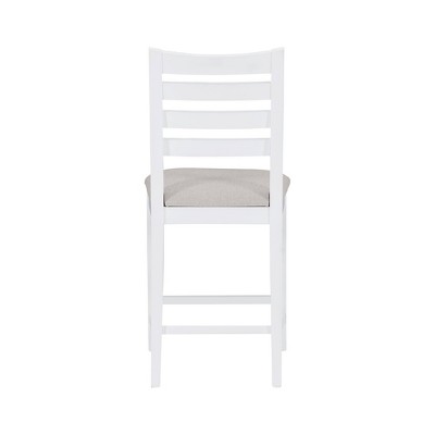 Set of 2 Off-White Upholstered Ladder Back Counter Stools