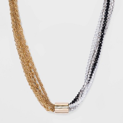 Beaded Tube Chain Necklace - A New Day™ Hematite