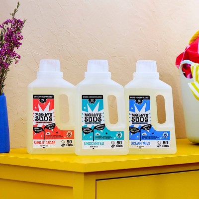 Molly's Suds Liquid Laundry Detergents 90 Loads - Sunlit Cedar - 46 fl oz: Sensitive Formula, No Fragrance Added, Vegan