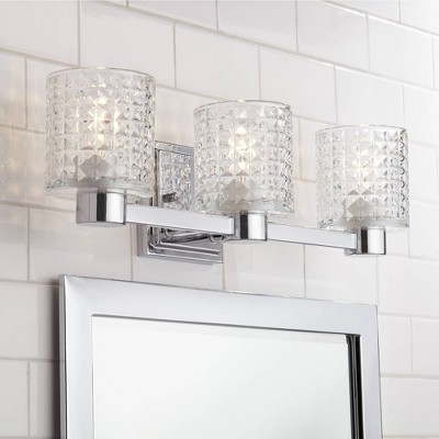 Chrome 23" Dimmable Wall Light with Diamond Cut Glass