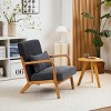 Mid Century Modern Accent Chair,Fabric Upholstered Armrests Chair With Pillow And Wooden Frame For Living Room Bedroom-Coolbibila - 2 of 4