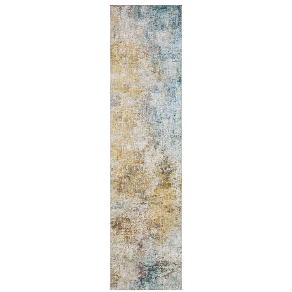 Photos - Area Rug 2'x8' Runner Marcel Muted Abstract  Yellow/Blue - Captiv8e Designs