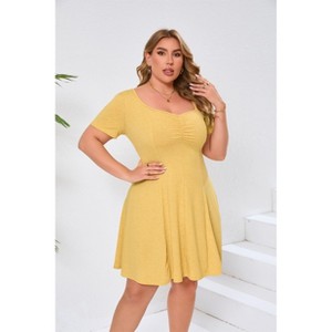 Womens Plus Size Casual Dresses Wrap V Neck Maxi Dress - 1 of 4