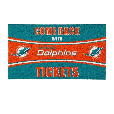 Evergreen Come Back with Tickets Miami Dolphins 28" x 16" Woven PVC Indoor Outdoor Doormat