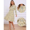 INSPIRE CHIC Women's Tie Neck Chiffon Long Sleeves Vintage Belted Floral Dress - 2 of 4