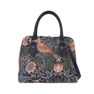 Signare USA William Morris Strawberry Thief Blue Convertible Top Handle Handbag - 1 of 4