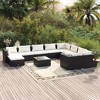 vidaXL 11 Piece Outdoor Lounge Set - Poly Rattan Garden Furniture with Cushions - Weather-Resistant, Comfortable, Modular Design - Black and Cream - 2 of 4