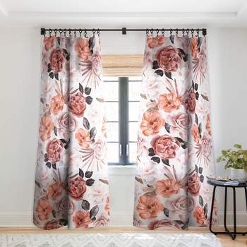 Marta Barragan Camarasa Terracotta Flowered Garden Single Panel Sheer Window Curtain - Deny Designs