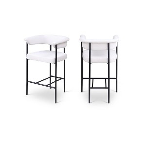 Meridian Furniture,Malin Cream Linen Textured Fabric Counter Stool, Set of 2 - 1 of 4