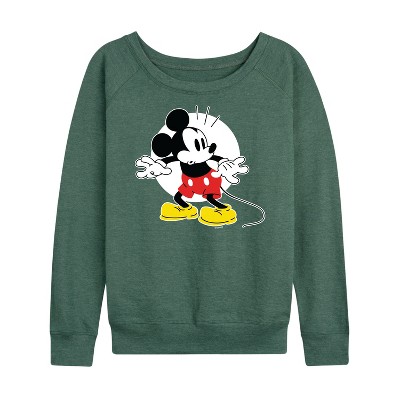 Women's - Disney - Mickey Surprised Lightweight French Terry Wide Neck Long Sleeve Shirt