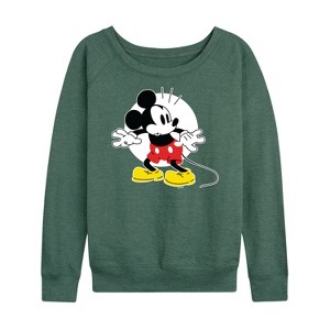 Women's - Disney - Mickey Surprised Lightweight French Terry Wide Neck Long Sleeve Shirt - 1 of 4