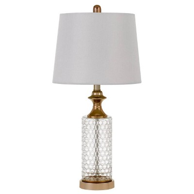 26.5" Breda Glass Table Lamp with Taper Drum Hardback Fabric Shade Copper - Cal Lighting