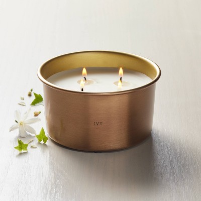 Lidded Metal Ivy 4-Wick Jar Candle Brass Finish 20oz - Hearth &#38; Hand&#8482; with Magnolia