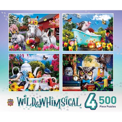 MasterPieces 500 Piece Jigsaw Puzzle - Wild & Whimsical 4-pack - 14"x19"