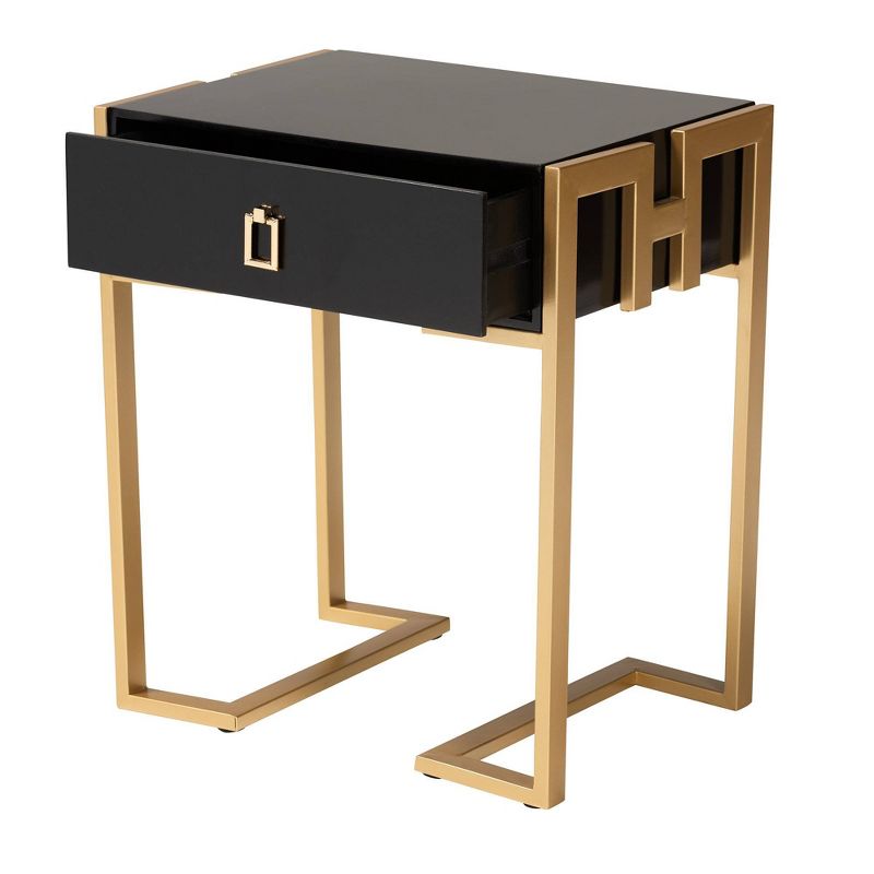 Luna Wood and Metal End Table Black/Gold - Baxton Studio, 4 of 12