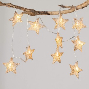Sullivans 6 ft. Champagne Lighted Star Garland  Gold Christmas Garland - 1 of 4