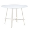 Vynxaria Modern Minimalist 42" Circular Dining Table with White Patterned Top - 2 of 4