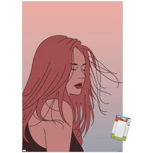 Trends International Hand Drawn Woman With Blowing Hair Unframed Wall Poster Prints - 1 of 4