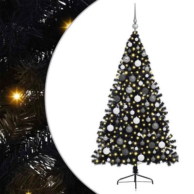vidaXL Artificial Pre-lit Christmas Tree with 300 LEDs Black 70.9" PVC