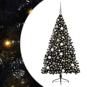 vidaXL Artificial Pre-lit Christmas Tree with 300 LEDs Black 70.9" PVC - 1 of 4