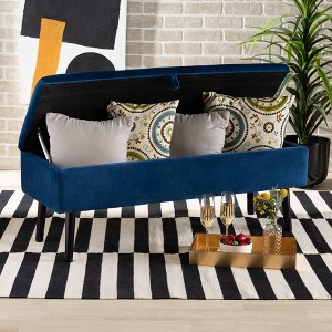 Caine Velvet Wood Storage Bench - Baxton Studio - 1 of 4