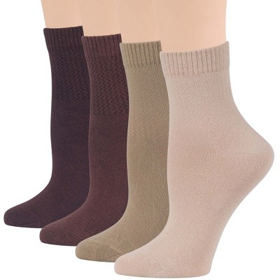 Women's Cotton Diabetic Quarter Solid Socks - 4 Pack - Shoe Size 5-9 Medium, 8-12 Large | 7BIGSTARS KINGDOM