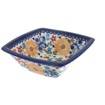 Blue Rose Polish Pottery Butterfly Square Serving Dish