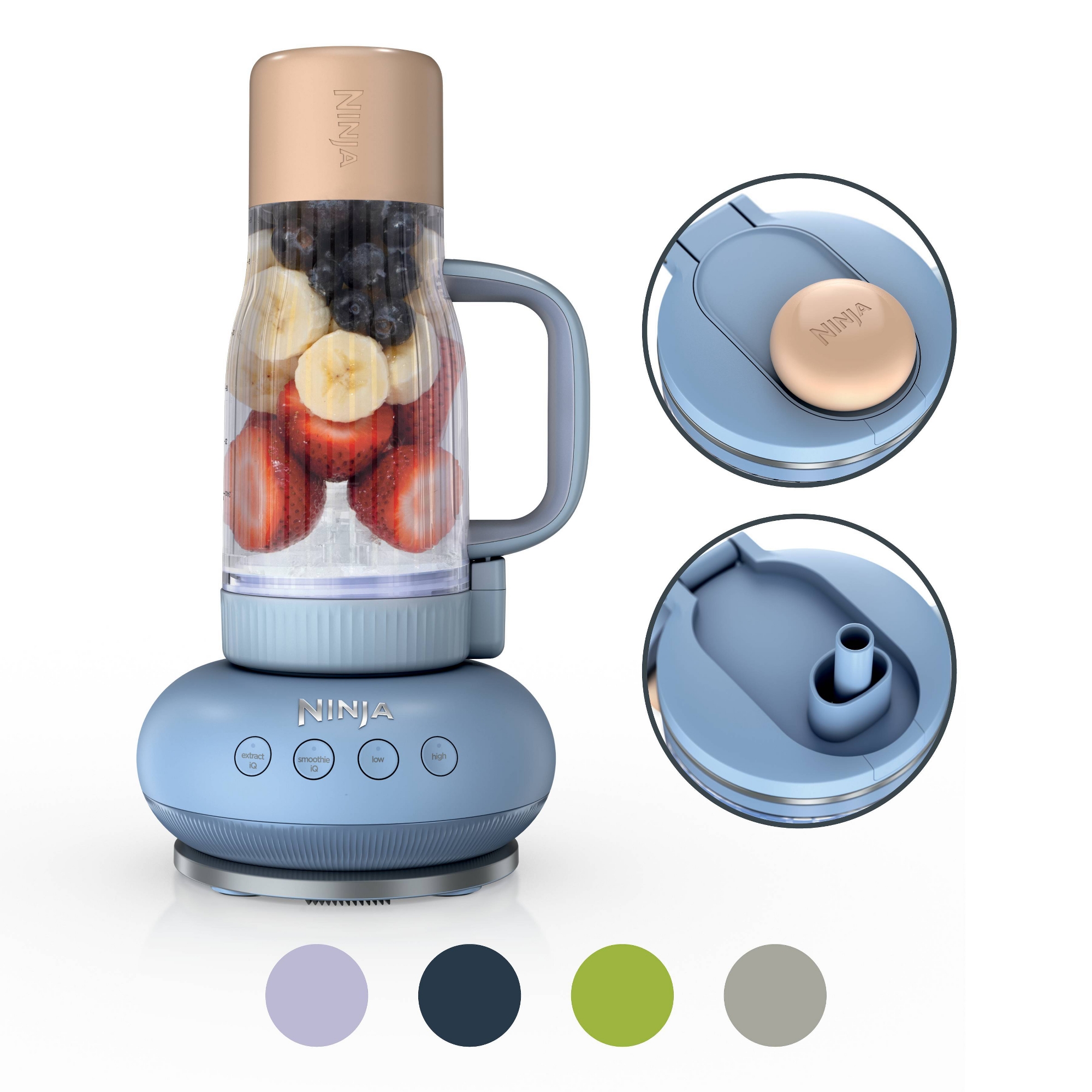 Ninja BlendBoss Tumbler Blender with 26oz Travel Tumbler, Detachable Straw & Chug Spout Lid Blueberry Lush DB353TGTBL1