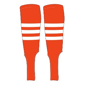 MK Socks Traditional Baseball Stirrups Pattern A-7 Orange, White (L) - 1 of 2