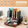 Simple Trending Desk File Organizer with Sliding Drawer, Metal Mesh Double Tray and 5 Upright Section Sorter and 2 Pen Holder, Black - 2 of 4