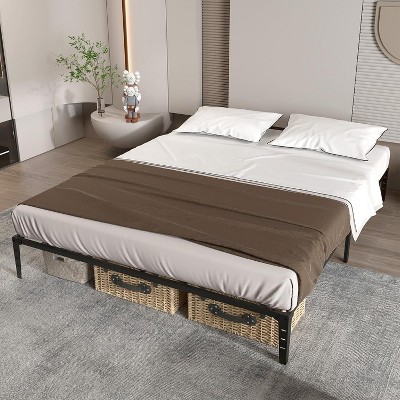 coucheta Heavy Duty Metal Platform Bed with Under-Bed Storage and Strong Steel Slats