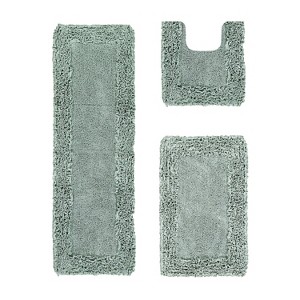 Shaggy Border Collection 3-Piece Bath Rug Set 100% Cotton Tufted Weave Ruffle Border Pattern Bathroom Rug for Machine Washable Bathmat - 1 of 4