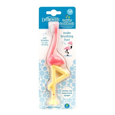 Dr. Brown's Toddler Toothbrush with Soft Bristles - BPA-Free - Flamingo - 1-4 Years