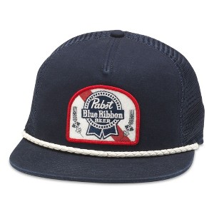 Adult Pabst Blue Ribbon Logo Flat Bill Adjustable Snapback Trucker Hat - 1 of 4