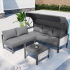 COWLOWN 4 Piece Light Gray Metal Patio Sectional Set in Aluminum, Modern Design for Outdoor Spaces like Balcony, Porch, Lawn and Yard - 2 of 4