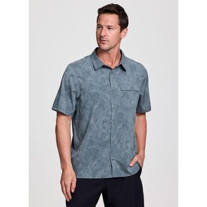 Avalanche Men's Palm Print Button Up Collared Shirt for Casual Wear, Hiking, Vacation Top - 1 of 4