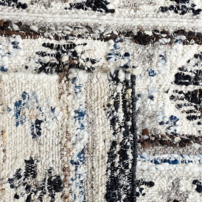 Manhattan Luxe Black and Ivory Hand-Knotted Wool Shag Rug - 4' x 6'