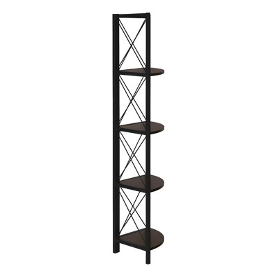Espresso Black Metal 60" Corner Etagere Bookcase