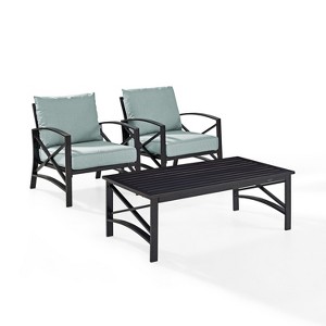 Crosley 3pc Kaplan Steel Outdoor Patio Small Space Chat Set - 1 of 4