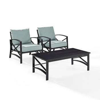 Crosley 3pc Kaplan Steel Outdoor Patio Small Space Chat Set
