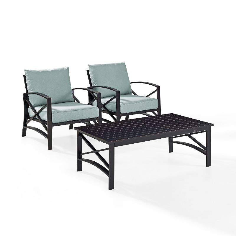 Crosley 3pc Kaplan Steel Outdoor Patio Small Space Chat Set, 1 of 9