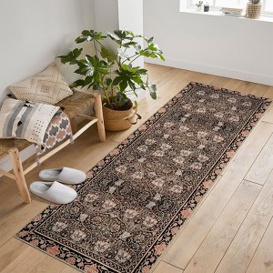 Acekool Area Rugs: Washable Non-Slip Boho Floral Carpet, Soft Low Pile Foldable Stain Resistant Rugs for Living Room, Bedroom, Home, Dining Room - 1 of 4