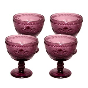Slickblue Vintage Pressed Colorful Glass Desert Bowls - Set of 4 - 12 oz. in 2 Different Colors - 1 of 3
