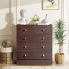 GlasFlength Utility Storage Cabinets Modern Five Drawer Dresser Simple Elegant Design for Bedroom Living Room, Brown, 25.98"*12.99"*28.74" - 2 of 4