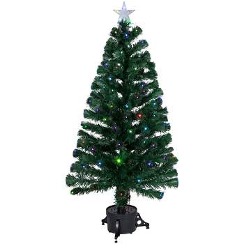 Northlight 4' Prelit Artificial Christmas Tree LED Color Changing Fiber Optic with Star Tree Topper - Multicolor Lights